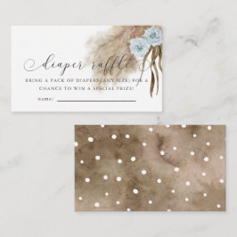 Pampas Grass Blue Baby shower Luier Raffle Ticket Informatiekaartje