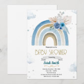 Pampas Grass blue boho rainbow invitation Kaart (Voorkant / Achterkant)
