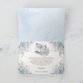 Pampas Grass Blue Floral Rocking Horse Baby shower Bedankkaart (Binnen)