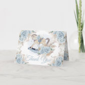 Pampas Grass Blue Floral Rocking Horse Baby shower Bedankkaart (Voorkant)