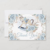 Pampas Grass Blue Floral Rocking Horse Baby shower Bedankkaart (Voorkant)