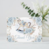 Pampas Grass Blue Floral Rocking Horse Baby shower Bedankkaart (Staand voorkant)