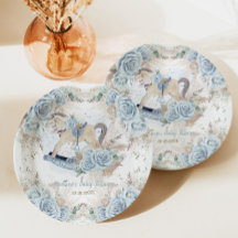 Pampas Grass Blue Floral Rocking Horse Baby shower