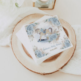 Pampas Grass Blue Floral Rocking Horse Baby shower Servet