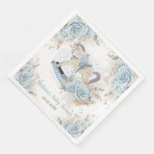 Pampas Grass Blue Floral Rocking Horse Baby shower Servet (Hoek)