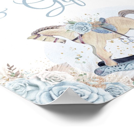 Pampas Grass Blue Floral Rocking Horse Kaarten Cad Poster (Hoek)