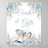 Pampas Grass Blue Floral Rocking Horse Kaarten Cad Poster (Voorkant)