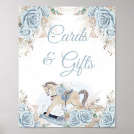 Pampas Grass Blue Floral Rocking Horse Kaarten Cad Poster