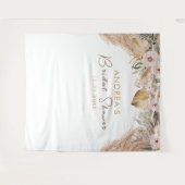 Pampas Grass & Blush Bloemen Vrijgezellenfeest Ach Wandkleed (Voorkant (horizontaal))