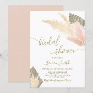 Pampas Grass blush Bruids Douche Uitnodiging