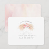 Pampas Grass Blush Bruidsmeisje Voorstel Uitnodigi Kaart (Voorkant / Achterkant)