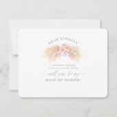 Pampas Grass Blush Bruidsmeisje Voorstel Uitnodigi Kaart (Voorkant)