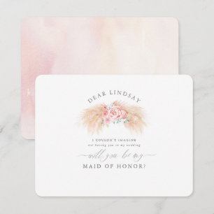 Pampas Grass Blush Bruidsmeisje Voorstel Uitnodigi Kaart
