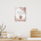 Pampas Grass Blush Floral Cute Teddy Bear Arch Poster (Keuken)