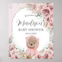 Pampas Grass Blush Floral Cute Teddy Bear Arch