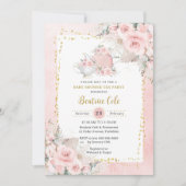 Pampas Grass Blush Floral Tea Party Baby shower Kaart (Voorkant)