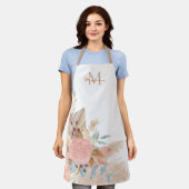 Pampas Grass Blush Pink Floral Monogram Schort (Gedragen)