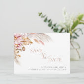 Pampas grass Blush Pink Floral Save the Date Kaart (Staand voorkant)