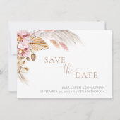 Pampas grass Blush Pink Floral Save the Date Kaart (Voorkant)