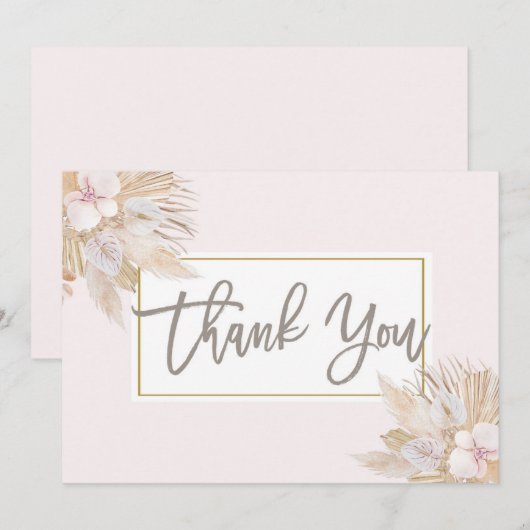 Pampas Grass blush roze Bedankkaart (Voorkant / Achterkant)