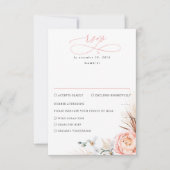 Pampas Grass Blush Roze Bloemen Bruiloft RSVP Kaartje (Voorkant)