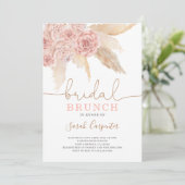 Pampas Grass blush Vrijgezellenfeest brunch-uitnod Kaart (Staand voorkant)