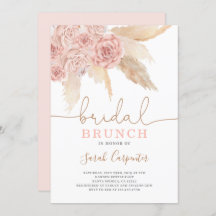 Pampas Grass blush Vrijgezellenfeest brunch-uitnod