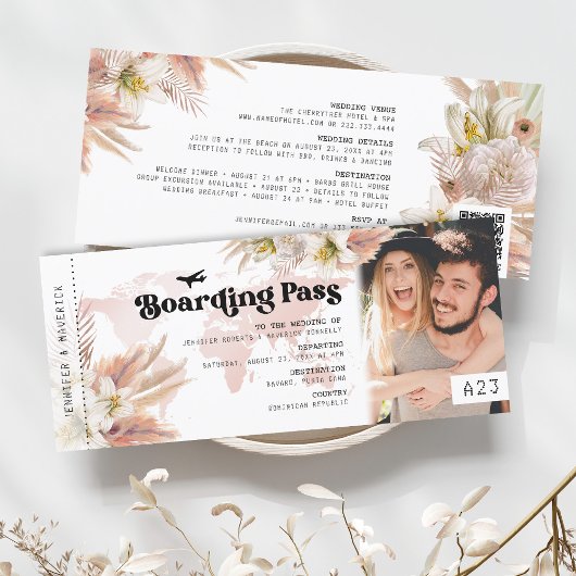 Pampas Grass Boarding Pass Weddenschap Kaart