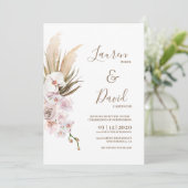 Pampas Grass Boheemse bruiloft Kaart (Staand voorkant)