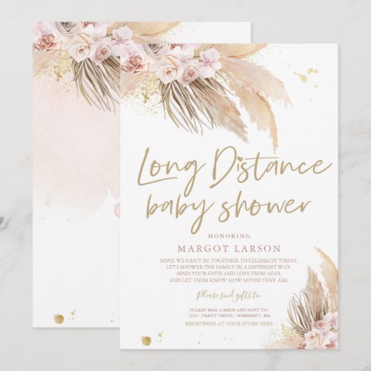 Pampas Grass Boheemse lange afstand Baby shower Kaart (Voorkant / Achterkant)