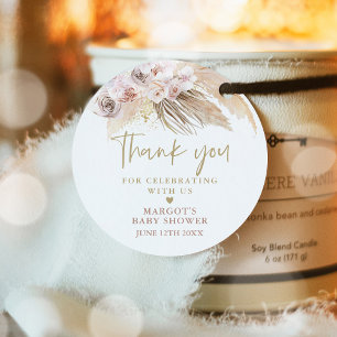 Pampas Grass Bohemian Baby shower Favor Bedankjes Labels