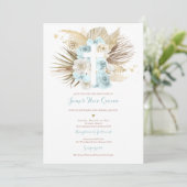 Pampas Grass Bohemian Baptism Boho Christening Kaart (Staand voorkant)