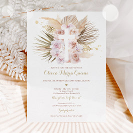 Pampas grass Bohemian Baptism Boho Christening Kaart