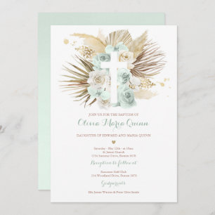 Pampas Grass Bohemian Baptism Boho Christening Kaart