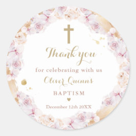 Pampas Grass Bohemian Baptism Christening Favor Ronde Sticker