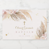 Pampas Grass Bohemian Baptism Personalized Mini Sparkling Wijnetiket (Enkel label)