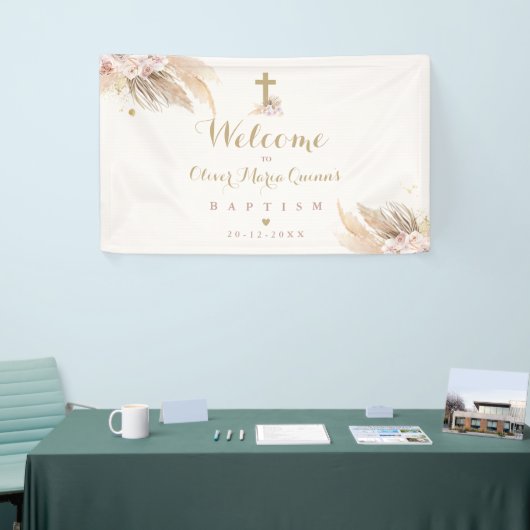 Pampas Grass Bohemian Baptism Persoonlijk Welkom Spandoek (Beurs)