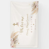 Pampas Grass Bohemian Baptism Persoonlijk Welkom Spandoek (Verticaal)