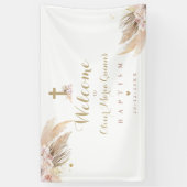 Pampas Grass Bohemian Baptism Persoonlijk Welkom Spandoek (Verticaal)