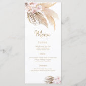 Pampas Grass Bohemian Blush Wedding Reception menu (Voorkant)