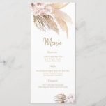 Pampas Grass Bohemian Blush Wedding Reception menu<br><div class="desc">Onze Pampas Grass Bohemian huwelijksmenukaart is perfect voor een elegante bruiloft. Het moderne rustic boho-ontwerp kenmerkt romantische waterverf bloemen in zachte tinten van tarwe,  mauve,  blush roze en crème wit met pamapgrasaccenten. Dit menu kan voor een trouwreceptie,  een repetitief diner,  of om het even welke gebeurtenis worden gebruikt.</div>