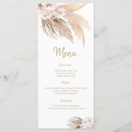Pampas Grass Bohemian Blush Wedding Reception menu