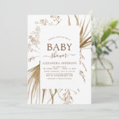 Pampas Grass Bohemian Boho Baby shower Kaart (Staand voorkant)
