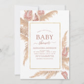 Pampas Grass Bohemian Boho Baby shower Kaart (Voorkant)