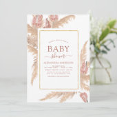 Pampas Grass Bohemian Boho Baby shower Kaart (Staand voorkant)