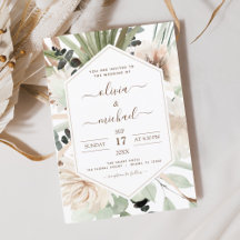 Pampas grass Bohemian Boho Eucalyptus Wedding Invi