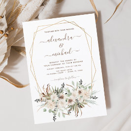 Pampas grass Bohemian Boho Eucalyptus Wedding Invi Kaart