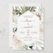 Pampas grass Bohemian Boho Eucalyptus Wedding Invi Kaart (Voorkant)
