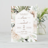 Pampas grass Bohemian Boho Eucalyptus Wedding Invi Kaart (Staand voorkant)