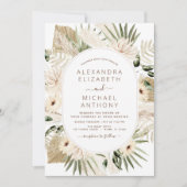 Pampas grass Bohemian Boho Eucalyptus Wedding Invi Kaart (Voorkant)